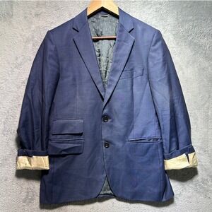 Billy Reid Heirloom Mens 38 Navy Blue 2 Button Blazer Sport Coat USA Made *Read*